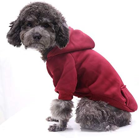 Idepet Pet Dog Hoodies Dog Clothes for Small Dogs Vest Chihuahua Clothes Warm Coat Jacket Autumn Puppy Outfits Cats Dogs Clothing(M, WineRed)