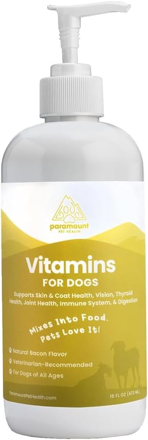 Paramount Pet Health Liquid Multivitamin for Dogs with Probiotics, 8 in 1 Vitamins for Immune Support, Energy & Digestion, High Absorption Liquid Dog Supplement, Made in USA, 16 oz