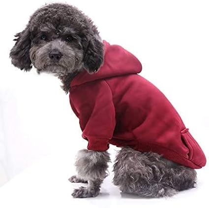 Idepet Pet Dog Hoodies Dog Clothes for Small Dogs Vest Chihuahua Clothes Warm Coat Jacket Autumn Puppy Outfits Cats Dogs Clothing(S, WineRed)