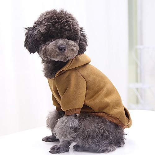 Idepet Pet Dog Hoodies Dog Clothes for Small Dogs Vest Chihuahua Clothes Warm Coat Jacket Autumn Puppy Outfits Cats Dogs Clothing(2XL, Coffee)