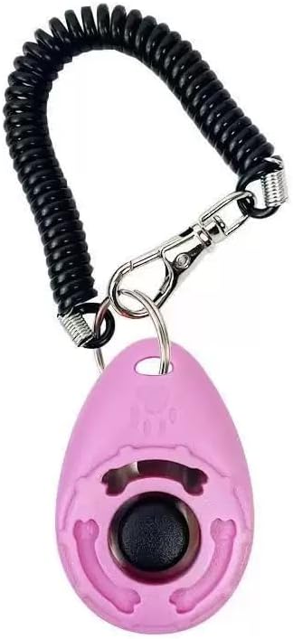 2pc Pink Clicker Easy to Use with Button Dog Training Accessories Strong and Long-Lasting,Behavior Aids