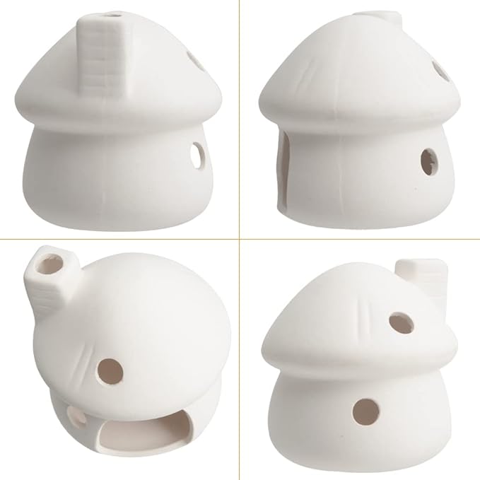 ZYHW Aquarium Decor Ceramic Mushroom House Ornament Fish Tank Landscape Decoration Pottery Hide Cave Habitat Hut Small Shrimp for Goldfishes to Rest Breed Hiding (White)