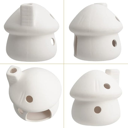 ZYHW Aquarium Decor Ceramic Mushroom House Ornament Fish Tank Landscape Decoration Pottery Hide Cave Habitat Hut Small Shrimp for Goldfishes to Rest Breed Hiding (White)