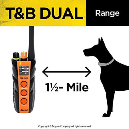 Dogtra T&B Dual Dial 2-Dogs Remote Training and Beeper Collar - 1.5-Mile-Long Range, Sports Upland Hunting, Fully Waterproof, Rechargeable, Static, Locate - Includes PetsTEK Trainer Clicker