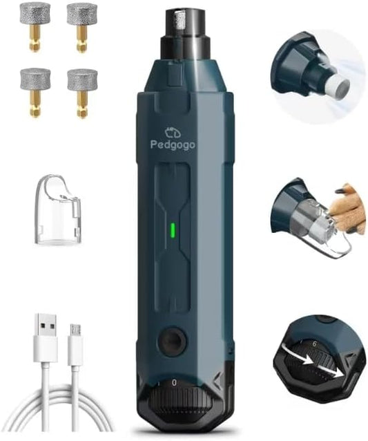 Dog Nail Grinder Super Quiet (45 db) 6-Speed Pet Nail Grinder with 2 LED Lights 12000RPM & 3 Grinding Ports 4 Extra Grinding Heads with Dust Cap Dog Nail Trimmer for Large Medium Small Dogs