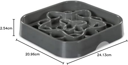 Messy Mutts and Cats Interactive Square Slow Feeder | Cool Grey (2 Cup) | 8” x 8” Square Puzzle Slow Feeder for Dogs/Cats | Enrichment Food Dish for Slow Eating, Bloating