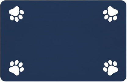 Pet Feeding Mat-Absorbent Pet Placemat for Food and Water Bowl, with Waterproof Rubber Backing, Quick Dry Water Dispenser Mat for Dog and Cat (27"x17", Navy Blue)