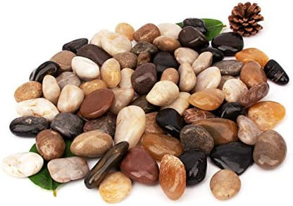 18 Pounds Pebbles Aquarium Gravel River Rock, Natural Polished Decorative Gravel, Polished Pebbles,Garden Ornamental River Pebbles Rocks, Mixed Color Stones for Landscaping Vase Fillers (18.3)