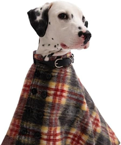 Dog Wool-Blend Luxury Cloak, Timeless Warm Plaid Coat Winter Fall Clothes Outfit Clothing Fits Small & Large Breeds Christmas Valentine Gift (Crimson,L)