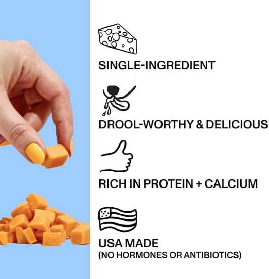 Spot & Tango Cheese Bites Dog Treats - Single Ingredient, 100% Cheese - Freeze-Dried, Grain & Gluten-Free - USA-Made - for Small, Medium, and Large Dogs
