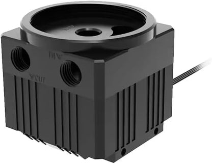 Dracaena.io High Flow 780L/H PC Water Pump Reservoir Combo, 12V 18W Brushless Microprocessor Pump, 5–6m Head, G1/4” Thread, Acrylic+POM Tank 100/200/400/600ml, 4-Pin Connector, Black (Black, 200ml)