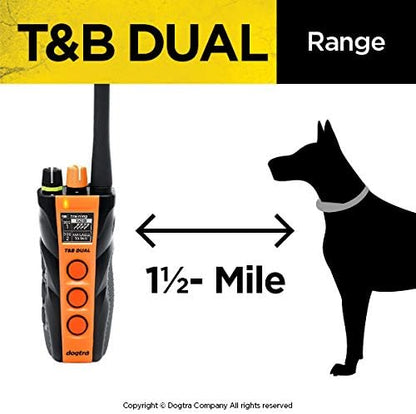 Dogtra T&B Dual Dial 1-Dog Remote Training and Beeper Collar - 1.5-Mile-Long Range, Sports Upland Hunting, Fully Waterproof, Rechargeable, Static, Locate - Includes PetsTEK Trainer Clicker
