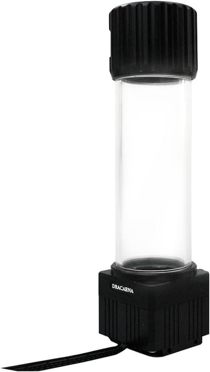 Dracaena.io High Flow 780L/H PC Water Pump Reservoir Combo, 12V 18W Brushless Microprocessor Pump, 5–6m Head, G1/4” Thread, Acrylic+POM Tank 100/200/400/600ml, 4-Pin Connector, Black (Black, 400ml)
