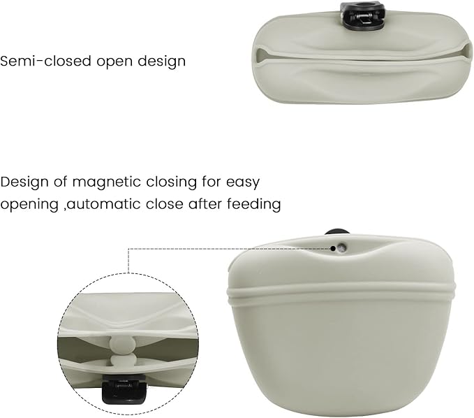 AUDWUD Silicone Dog Treat Pouch,with Training Clicker,Clip on Portable Train Container,Convenient Magnetic Buckle Closing