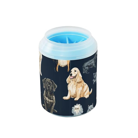 Dog Paw Cleaner Cups for Dogs Pet Foot Washer Paw Scrubber for Medium Small Dogs Cats Cleaning Cup Cute Dogs Dark Blue