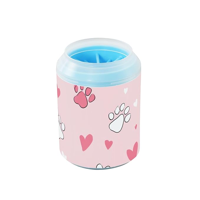 Dog Paw Cleaner Cups for Dogs Pet Foot Washer Paw Scrubber for Medium Small Dogs Cats Cleaning Cup Cute Paw Print and Heart
