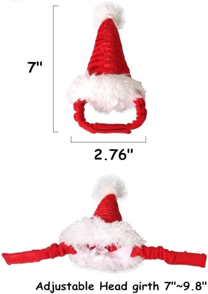 Guinea Pig Santa Hat,Kitten Bunny Hamster Chinchilla Hedgehog Ferrets Squirrel Christmas Hat Stripe Santa Claus Cap Party Hat for Small Animals (X-Small)