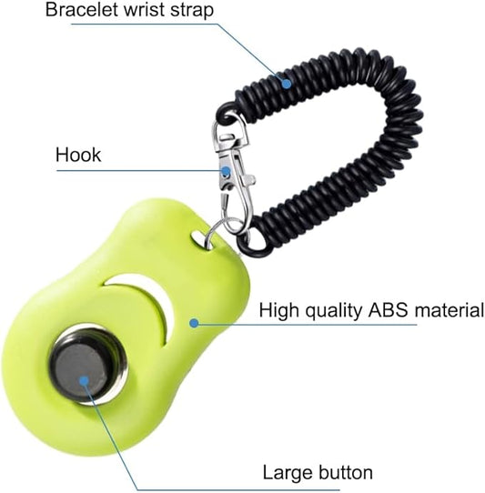 DONGKER Dog Training Clicker,Buckle Ring Design Dog Clicker with Wrist Strap & Big Button for Cats Birds Puppy Dog Horse