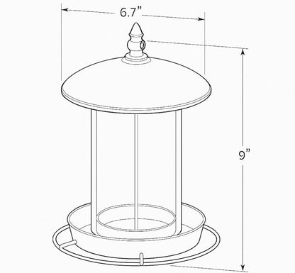 Metal Bird Feeder for Outside Hanging,Wild Bird Feeders for Cardinal, Large Roof and Tray - 6 Port
