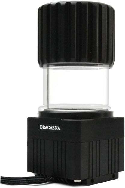 Dracaena.io High Flow 780L/H PC Water Pump Reservoir Combo, 12V 18W Brushless Microprocessor Pump, 5–6m Head, G1/4” Thread, Acrylic+POM Tank 100ml, 4-Pin Connector, Black