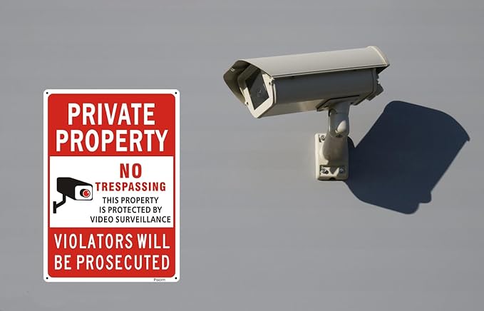 (2 Pack) Large No Trespassing Signs Private Property, Violators Will Be Prosecuted,14"x10".04" Aluminum Reflective Metal Sign,Weather Resistant, Waterproof, Durable Ink, Easy to Mount