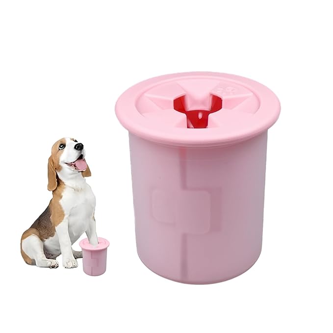 Dog Paw Cleaner Cup Dog Paw Foot Cleaner Paw Washer Portable Foot Cleaner Cup for Pet Cat-Small Pink