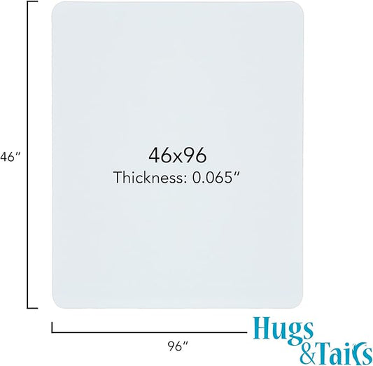 Under Pet Cage Mat for Bird Cages, Reptile Aquariums, Dog Kennels, Water-Resistant Pad for Hard Floors and Surfaces, 46 Inches x 96 Inches, Clear