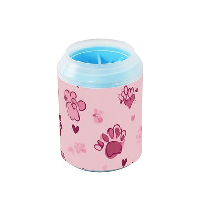 Dog Paw Cleaner Cups for Dogs Pet Foot Washer Paw Scrubber for Medium Small Dogs Cats Cleaning Cup Groovy Pink Paw Prints and Hearts