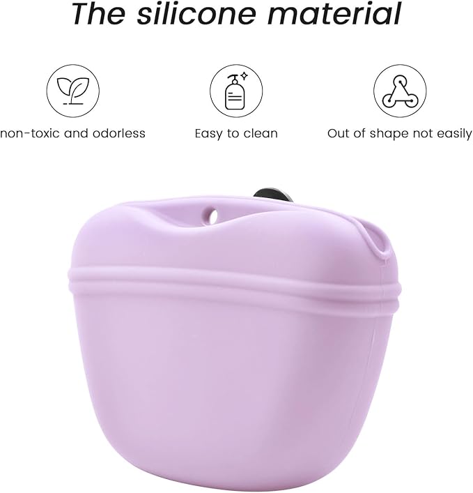 AUDWUD Silicone Dog Treat Pouch,With Dog Training Clicker,Clip on Portable Training Container,Convenient Magnetic Buckle Closing and Waist Clip