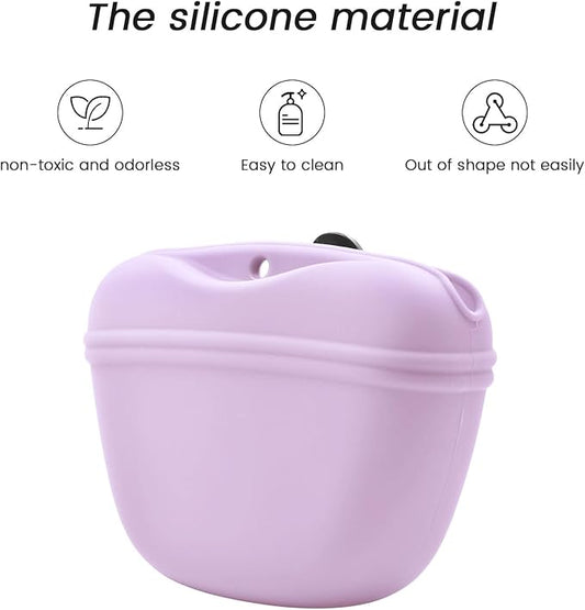 AUDWUD Silicone Dog Treat Pouch,With Dog Training Clicker,Clip on Portable Training Container,Convenient Magnetic Buckle Closing and Waist Clip