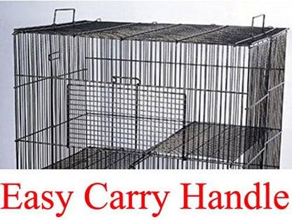 3-Levels Easy Portable Collapsible Ferret Chinchilla Sugar Glider Rats Mouse Animal Critter Chew-Proof Metal Carrier Travel Cage with Narrow 3/8-Inch Bar Spacing Easy to Clean No Tools Needed