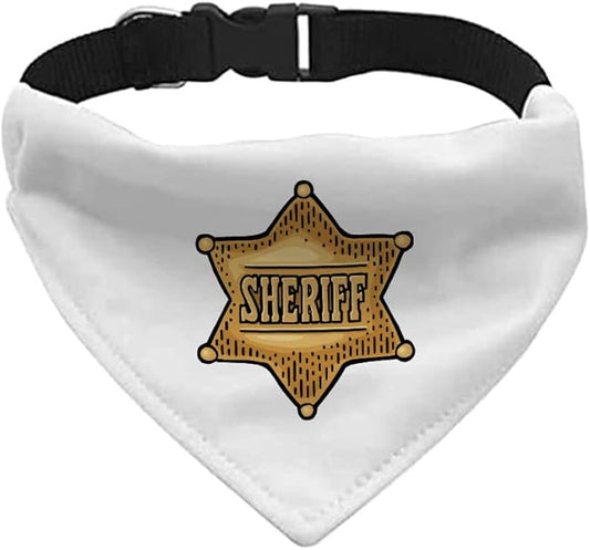 Sheriff Dog Bandana Collar – Police Style Pet Scarf for Small, Medium & Large Dogs – Adjustable Pet Costume Accessory – Funny Graphic Dog Bandana for All Breeds (L)
