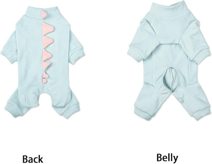 Halloween Fleece Dinosaur Dog Pajamas Adorable Costume French Bulldog Holiday Outfit Pet Cute Puppy Hoodie Cosplay Animal Costume for Small Medium Dog Christmas Winter Coat