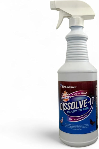 Bird Barrier Product image Dissolve-It Enzyme Cleaner Concentrate |1 Quart Ready to use | Bird Dropping Remover, Pet Urine & Odor Eliminator for Carpets, Hardwood Floors, Drains & Grease Traps