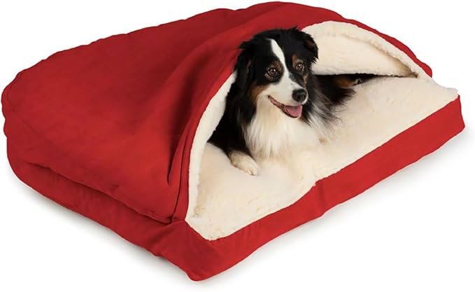 Snoozer Pet Products Rectangle Cozy Cave Dog Bed, Extra Large, Red