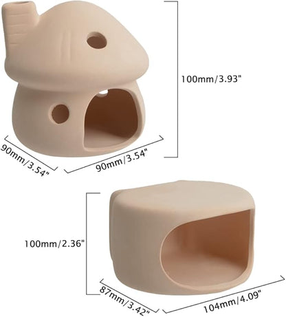 ZYHW Aquarium Decor Ceramic Mushroom House with Cave Set Ornament Fish Tank Landscape Decoration for Small Shrimp for Goldfishes to Rest (Yellow)