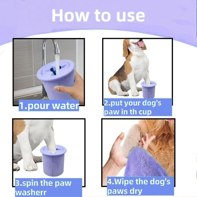 Dog Paw Cleaner Cup Dog Paw Foot Cleaner Paw Washer Portable Foot Cleaner Cup for Pet Cat-Small Purple