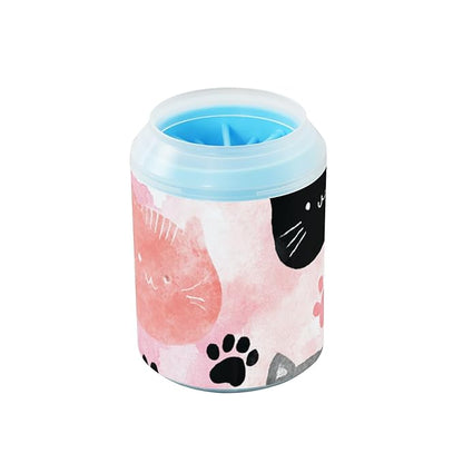 Dog Paw Cleaner Cups for Dogs Pet Foot Washer Paw Scrubber for Medium Small Dogs Cats Cleaning Cup Cat Faces and Paw Print