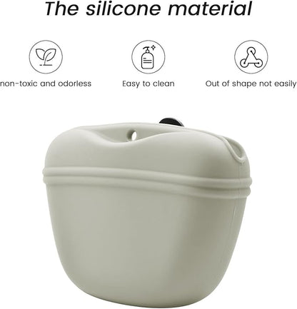 AUDWUD Silicone Dog Treat Pouch,with Training Clicker,Clip on Portable Train Container,Convenient Magnetic Buckle Closing