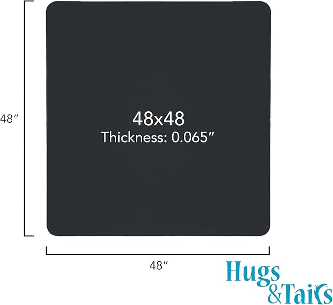 Under Pet Cage Mat for Bird Cages, Reptile Aquariums, Dog Kennels, Water-Resistant Pad for Hard Floors and Surfaces, 48 Inches x 48 Inches, Black