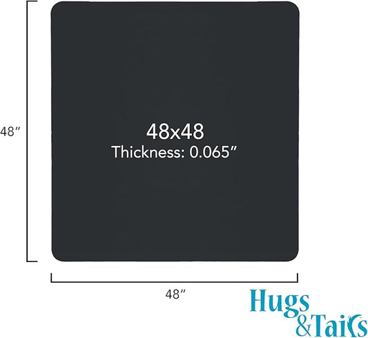 Under Pet Cage Mat for Bird Cages, Reptile Aquariums, Dog Kennels, Water-Resistant Pad for Hard Floors and Surfaces, 48 Inches x 48 Inches, Black