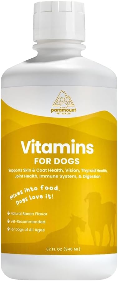Paramount Pet Health Liquid Multivitamin for Dogs with Probiotics, 8 in 1 Vitamins for Immune Support, Energy & Digestion, High Absorption Liquid Dog Supplement, Made in USA, 32 oz