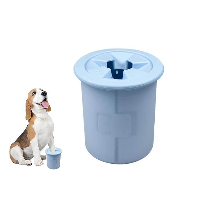 Dog Paw Cleaner Cup Dog Paw Foot Cleaner Paw Washer Portable Foot Cleaner Cup for Pet Cat-Small Blue
