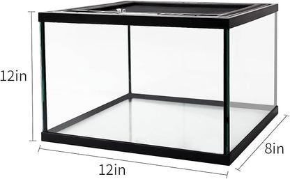 waazoorep Reptile Glass Terrarium Tank 12 * 12 * 8" Full View with Top Ventilation, Amphibians Box Habitat Enclosure Cage for Frog,Spiders,Dubia Cockroach,Praying Mantis,Cricket,Tarantula,Hermit Crab