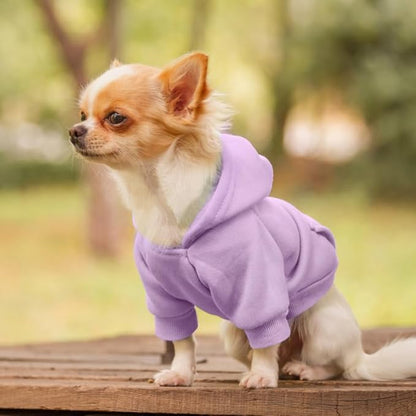 Idepet Pet Dog Hoodies Dog Clothes for Small Dogs Vest Chihuahua Clothes Warm Coat Jacket Autumn Puppy Outfits Cats Dogs Clothing(M,Purple)