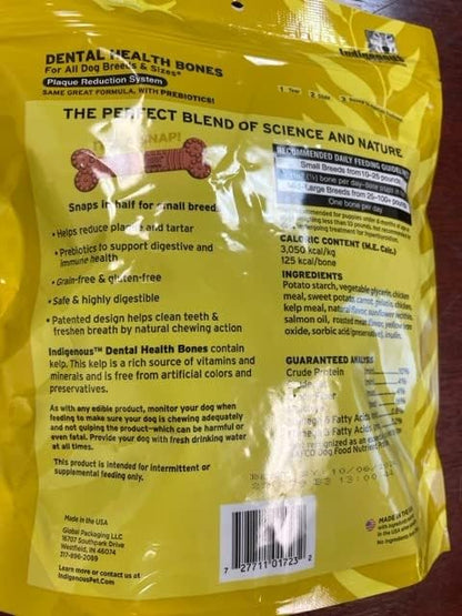Indigenous Pet Dental Health Bones Regular – Chicken (17 Ounce) | Grain-Free Dog Chews with Prebiotics & Omegas | Freshens Breath, Supports Digestive, Skin & Coat Health |