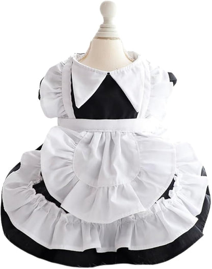 Elegant Princess Lace Dress Tutu Queen Style with Bowknot for Small, Extra Small Dog Teddy, Pug, Chihuahua, Shih Tzu, Yorkshire Terriers M-Black S