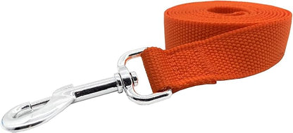 Nylon Dog Training Leash, Traction Rope, 4Ft /5 Foot /6 Feet Long, 5/8 inch 3/4 Inch 1 Inch Wide, for Small and Medium Dogs (5/8'' x 6 FT, Orange)