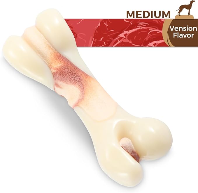 Tikaton Dog Chew Toys for Aggressive Chewers, Vension Flavor Durable Dog Teething Chew Toys Bones for Large/Medium/Small Puppies