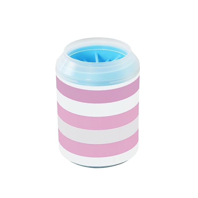 Dog Paw Cleaner Mudbuster Dog Foot Washer for Small Medium Large Dogs Cats Premium Pet Supplies Sweet Pink White Stripes